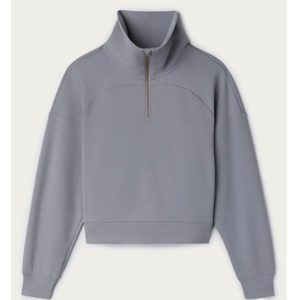 Rhone Blackstone Quarter Zip Pullover Grey Cropped Sweatshirt Small 200251